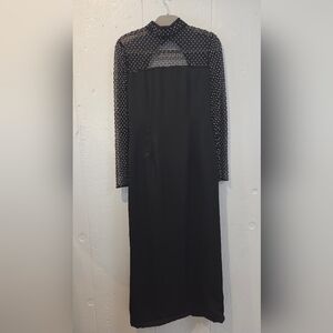 Hannah Lynn Beaded Pearl mesh long sleeve gown